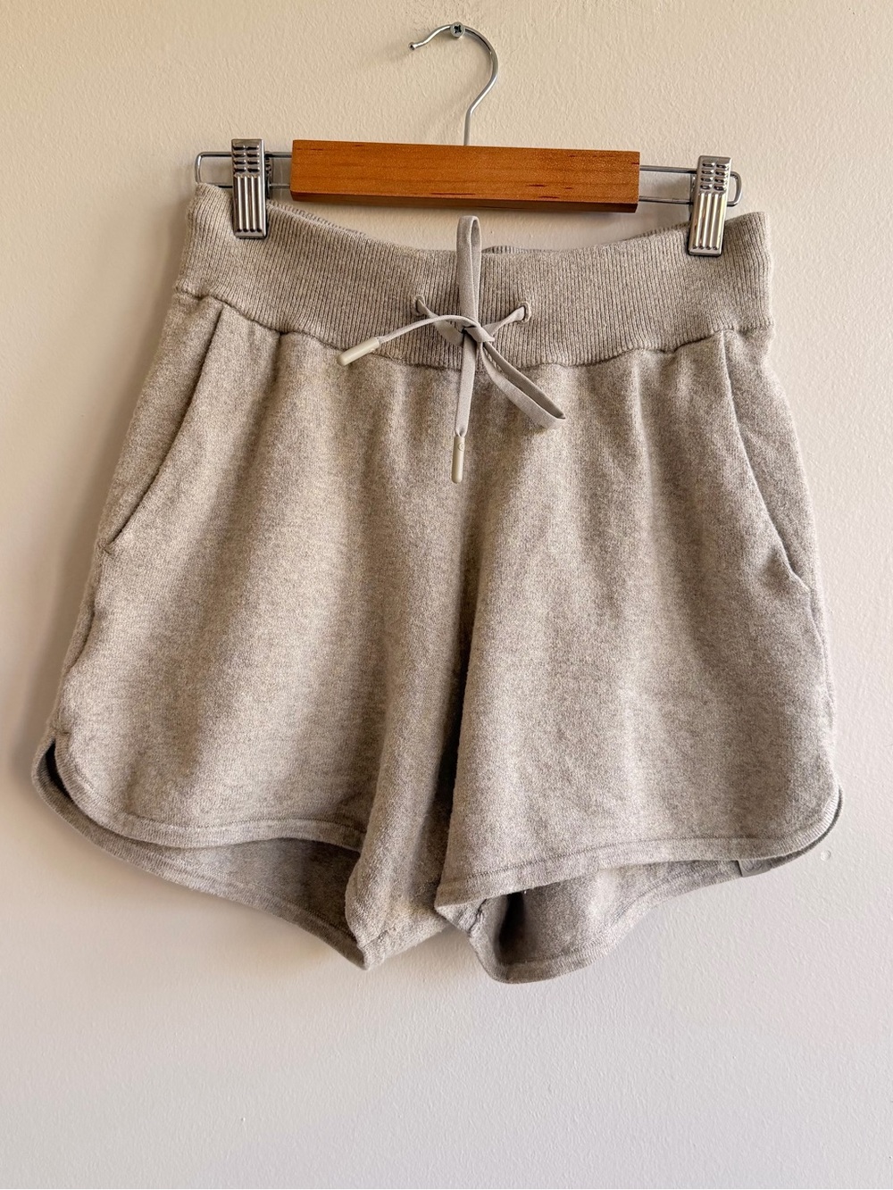 Lululemon Cashmere High-Rise Drawstring Lounge Shorts — Light Taupe